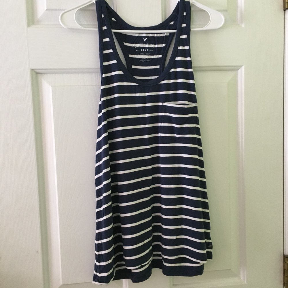 AE Soft and Sexy Tank - Navy Striped Medium
